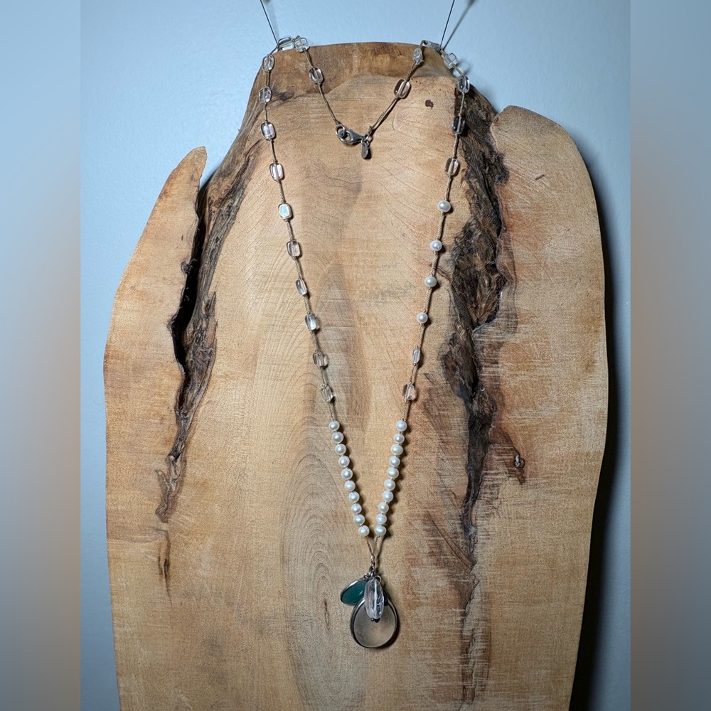Silpada Pearl and Crystal Necklace 27”